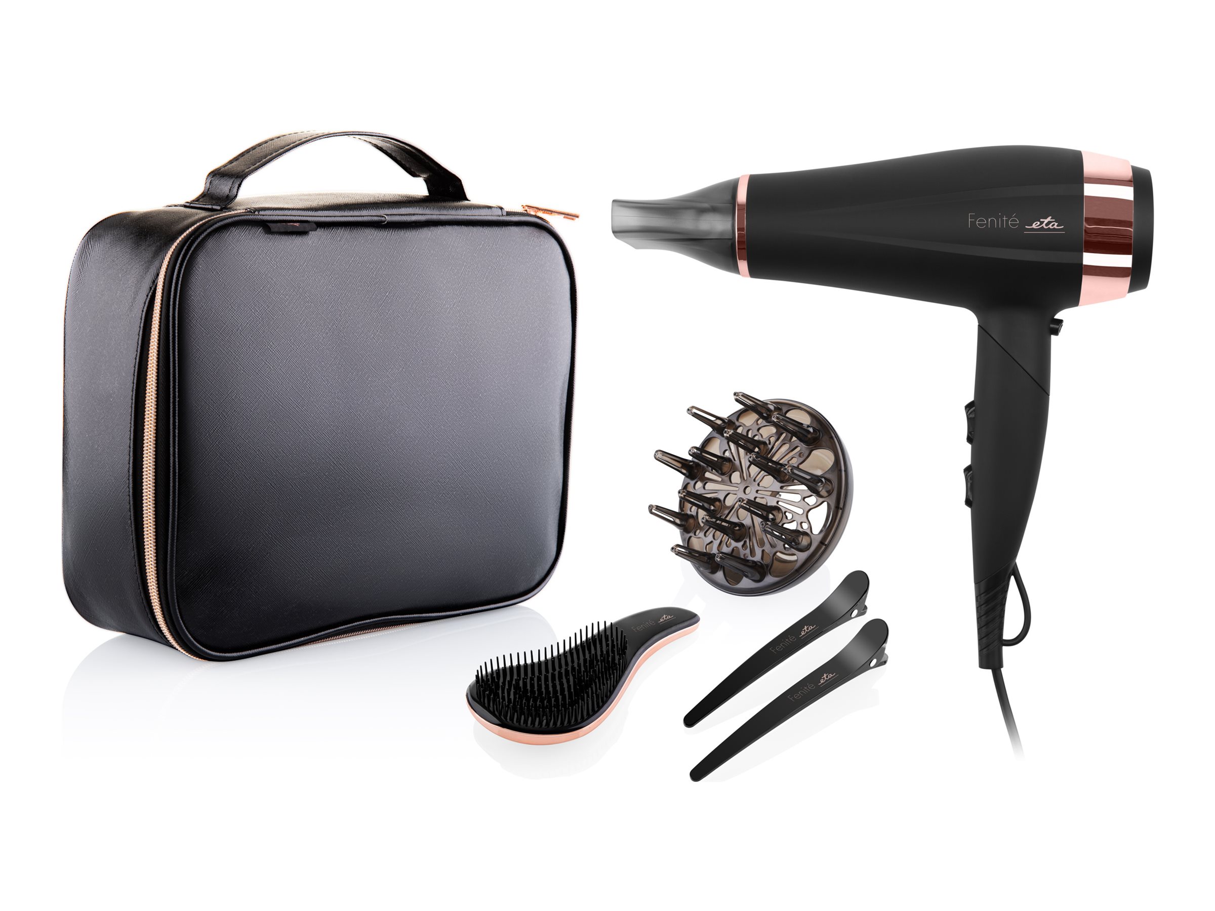 ETA | Hair Care Gift Set | ETA732090020 Fenité | 2200 W | Number of temperature settings 3 | Ionic function | Diffuser nozzle | Black Edition