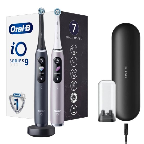 Oral-B | Electric Toothbrush | iO 9 Series Duo | Rechargeable | For adults | Number of brush heads included 2 | Number of teeth brushing modes 7 | Black Onyx/Rose - Image 2
