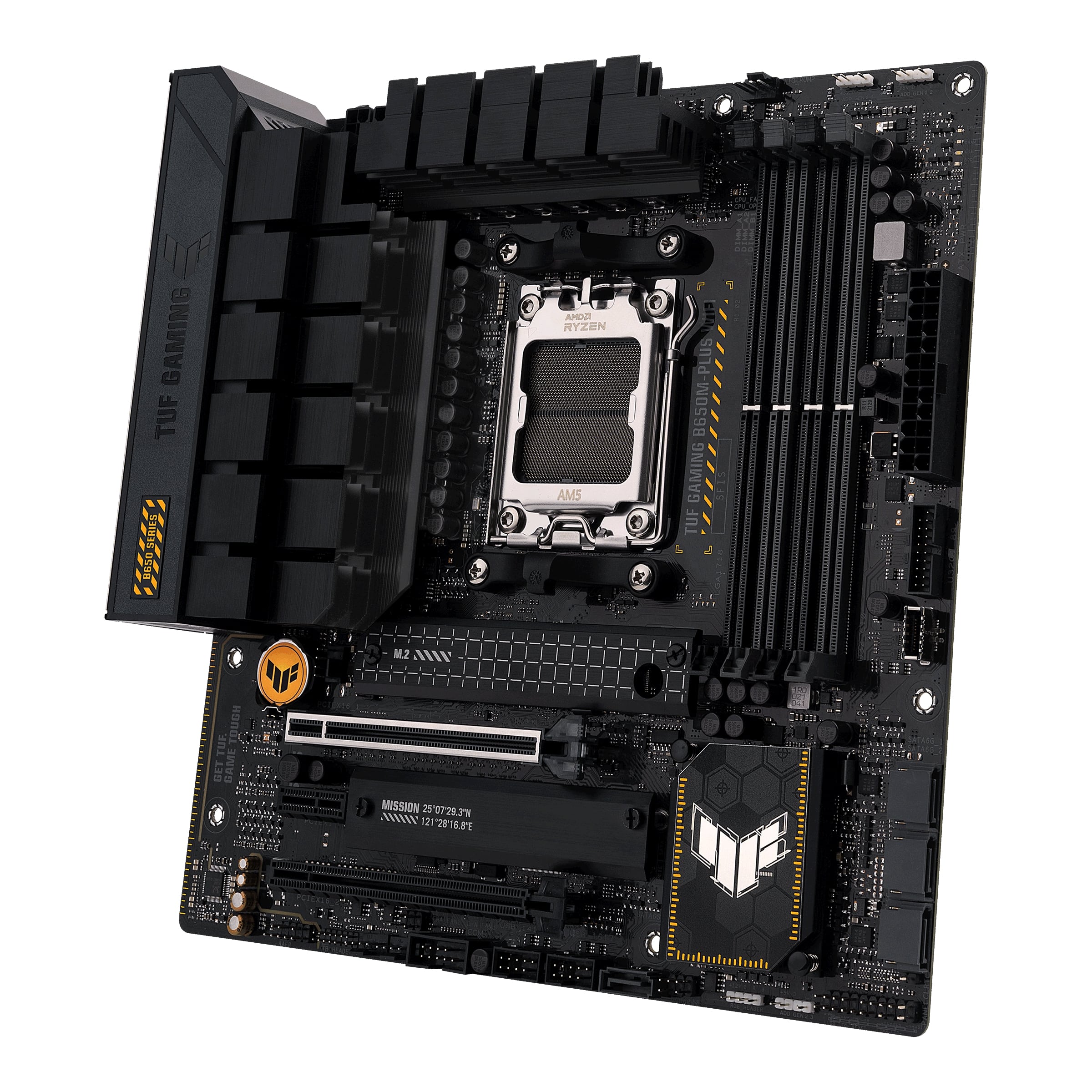 Asus | TUF GAMING B650M-PLUS WIFI | Processor family AMD | Processor socket AM5 | DDR5 DIMM | Memory slots 4 | Supported hard disk drive interfaces SATA, M.2 | Number of SATA connectors 4 | Chipset AMD B650 | micro-ATX - Image 4
