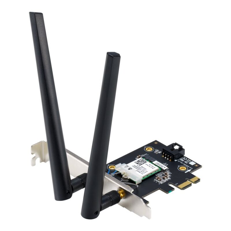 Asus WiFi 7 PCI-E Adapter with 2 external antennas | PCE-BE6500 | 802.11be | Mesh Support No | MU-MiMO No | No mobile broadband