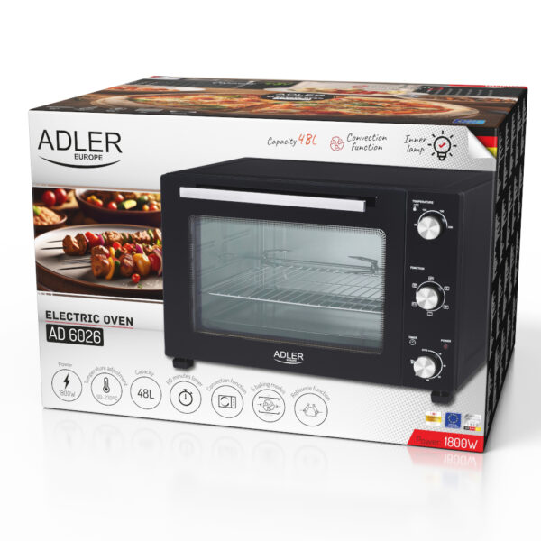 Adler Electric oven | AD 6026 | 48 L | 1800 W | Black - Image 2