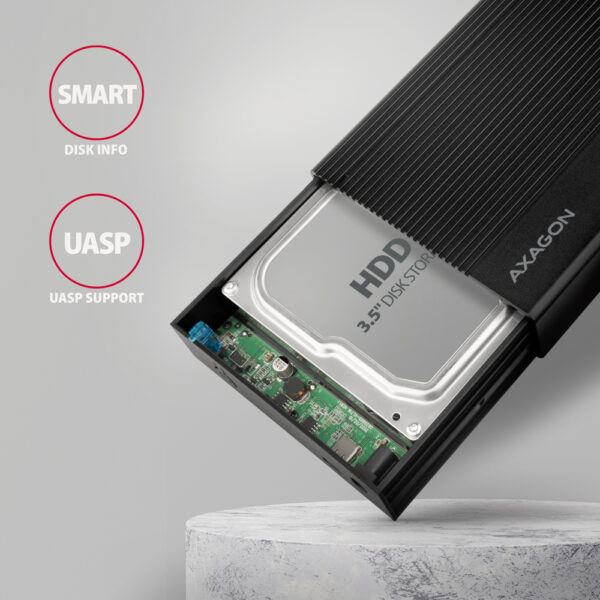 AXAGON Ribbed aluminum USB 3.2 Gen 1 - SATA 6G external box for 3.5" HDD | EE35-GTR - Image 4