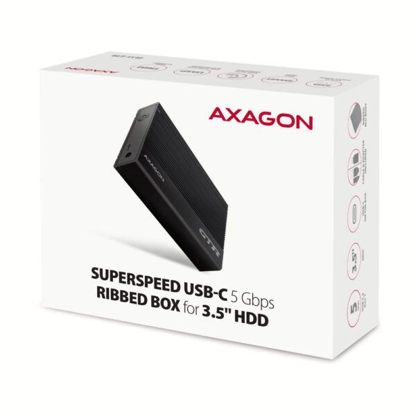 AXAGON Ribbed aluminum USB 3.2 Gen 1 - SATA 6G external box for 3.5" HDD | EE35-GTR - Image 8