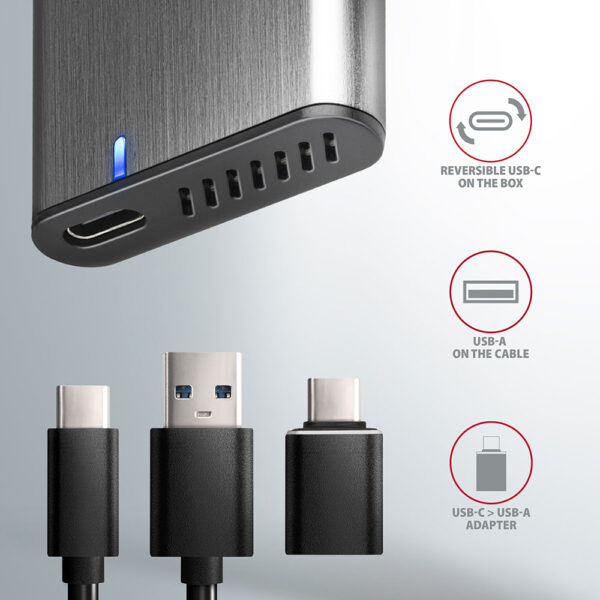 AXAGON External USB-C 3.2 Gen 2 metal box for M.2 NVMe & SATA SSD disks | EEM2-SG2 - Image 6