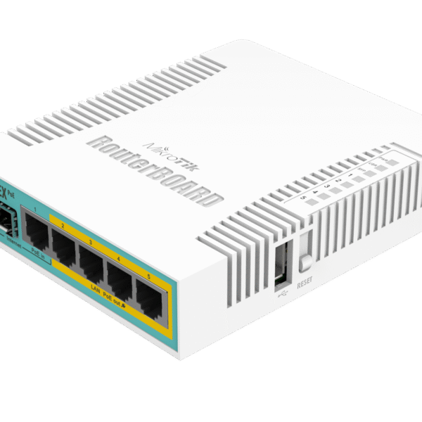 Mikrotik Wired Ethernet Router RB960PGS, hEX PoE, CPU 800MHz, 128MB RAM, 16MB, 1xSFP, 5xGigabit LAN, 1xUSB, Power Output On ports 2-5, Ourput: 1A max per port; 2A max total, RouterOS L4 | hEX PoE Router | RB960PGS | No Wi-Fi | 10/100/1000 Mbit/s | Ethernet LAN (RJ-45) ports 5 | Mesh Support No | MU-MiMO No | No mobile broadband | 1xUSB | 12 month(s)