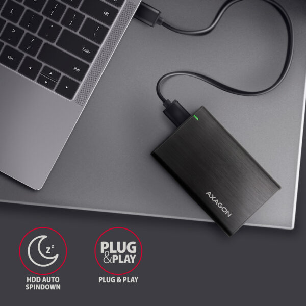 AXAGON Screwless aluminum USB 3.2 Gen 1 - SATA 6G external box for 2.5" SSD/HDD | EE25-A6M - Image 6