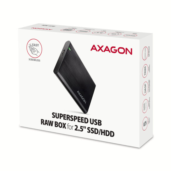 AXAGON Screwless aluminum USB 3.2 Gen 1 - SATA 6G external box for 2.5" SSD/HDD | EE25-A6M - Image 9