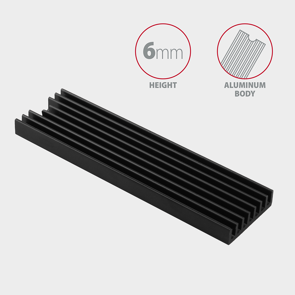 AXAGON Passive aluminum heatsink for all M.2 SSDs, size 2280, high 6 mm | CLR-M2L6 - Image 4
