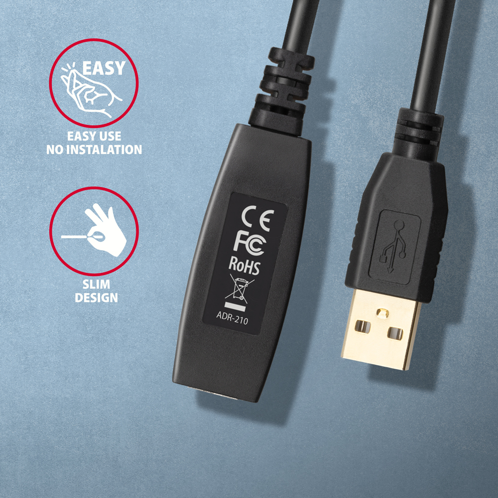 AXAGON USB Repeater Cable | ADR-210 | USB Type-A to USB Type-A - Image 3