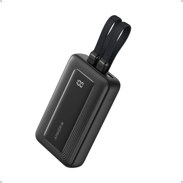 Anker | Power Bank | A1680G11 | 10000 mAh | USB-C 30W, Lightning 27W | Built-In USB-C and Lightning Cables | Black - Image 2