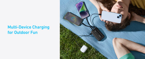 Anker | Power Bank | A1680G11 | 10000 mAh | USB-C 30W, Lightning 27W | Built-In USB-C and Lightning Cables | Black - Image 3