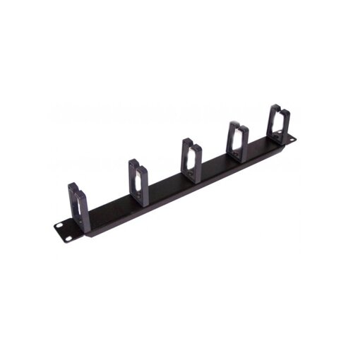 SOMI Networks | 19“ Cable Management Bar with 5pcs Plastc Rings | CMB-03 | Black | Ring Diameter 45x70mm