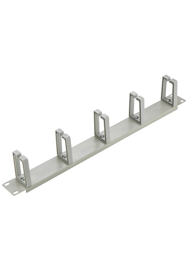 SOMI Networks | 19“ Cable Management Bar with 5pcs Plastc Rings | CMB-03G | Gray | Ring Diameter 45x70mm