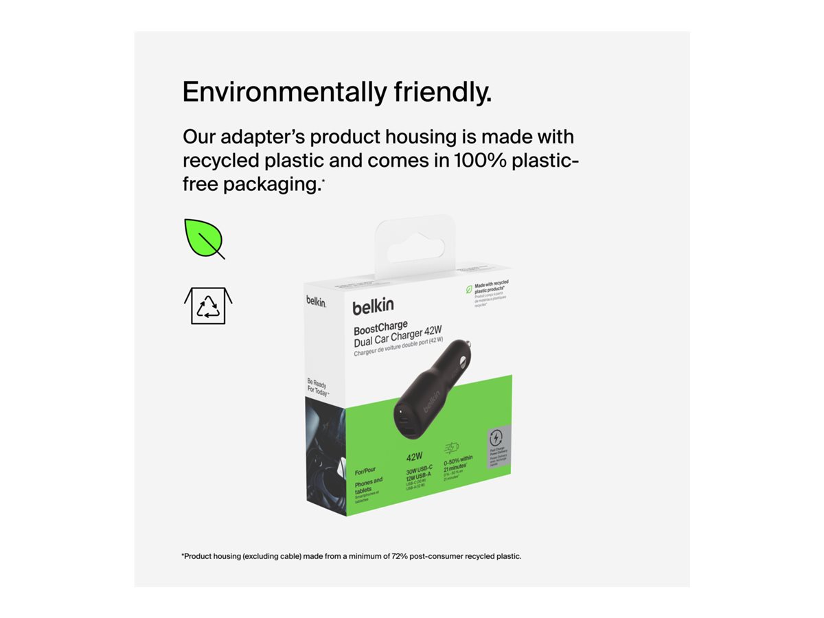 Belkin | BOOST CHARGE 42w-30w USB-C PD PPS + 12w USB-A Car Charger, | CCB005btBK - Image 18