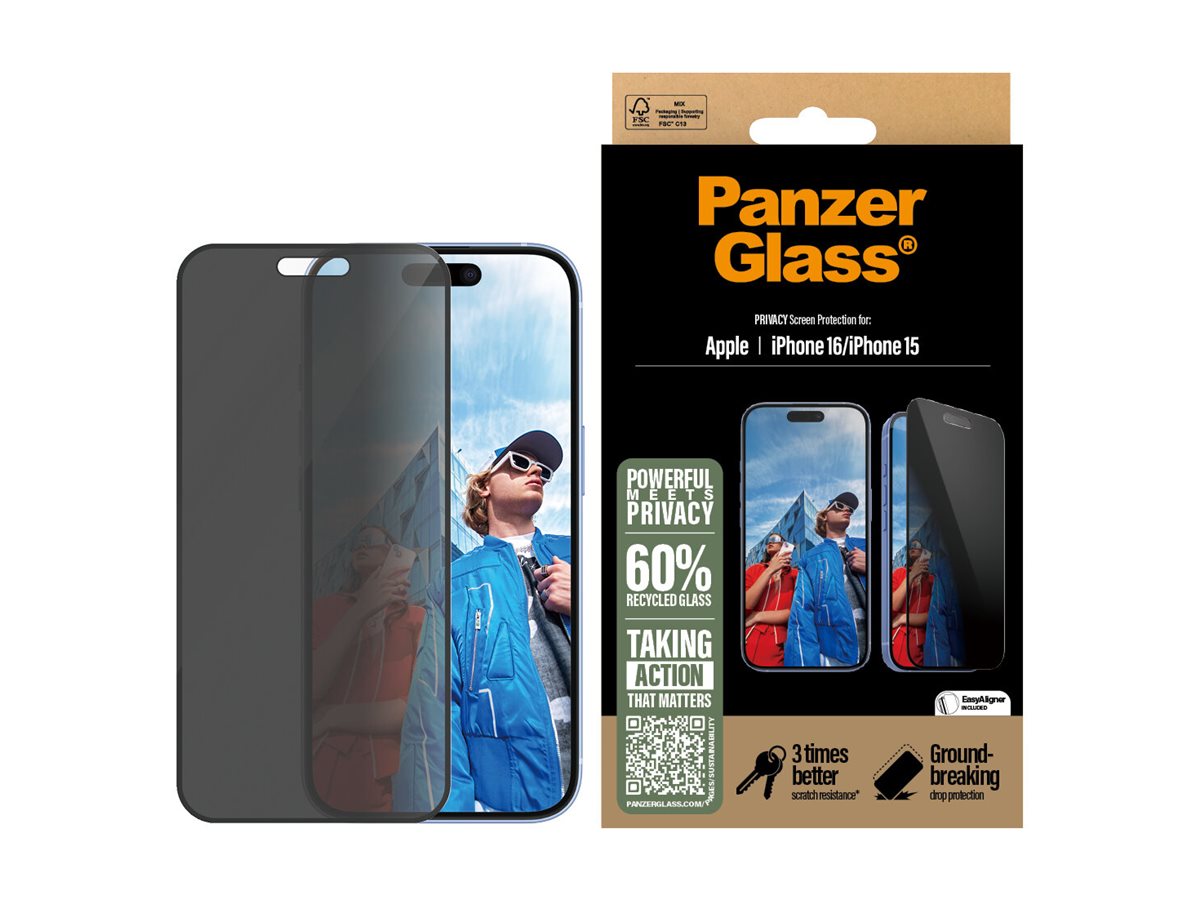 PanzerGlass Screen protector | Apple | iPhone 16/iPhone 15 | Glass | Black | Ultra-Wide Fit - Image 2