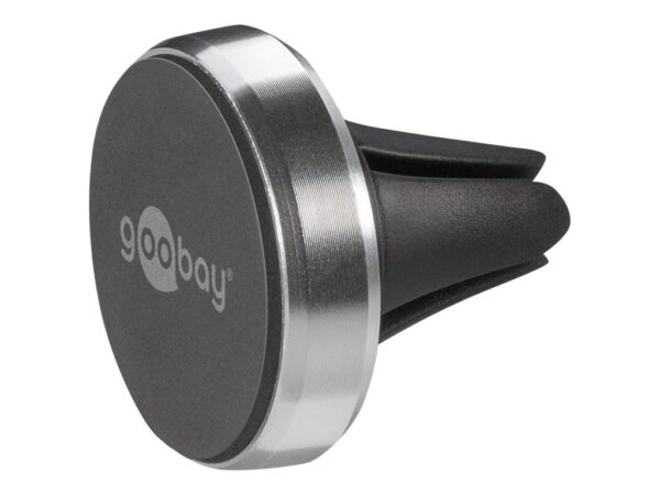 Goobay | Magnetic mount Metal Slim Design for smartphones (35mm) | 38685 | Black/Silver | Magnetic holder is suitable for almost every smartphone; Quick-Snap assembly technology for quick and easy use; Smart and almost invisible fastening option on the car's ventilation shaft; Is also perfect as a table stand for the smartphone - Image 2