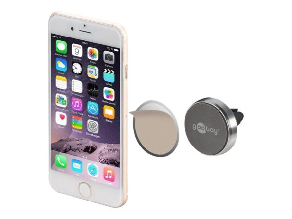 Goobay | Magnetic mount Metal Slim Design for smartphones (35mm) | 38685 | Black/Silver | Magnetic holder is suitable for almost every smartphone; Quick-Snap assembly technology for quick and easy use; Smart and almost invisible fastening option on the car's ventilation shaft; Is also perfect as a table stand for the smartphone - Image 6