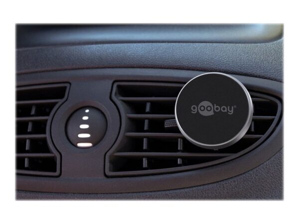 Goobay | Magnetic mount Metal Slim Design for smartphones (35mm) | 38685 | Black/Silver | Magnetic holder is suitable for almost every smartphone; Quick-Snap assembly technology for quick and easy use; Smart and almost invisible fastening option on the car's ventilation shaft; Is also perfect as a table stand for the smartphone - Image 8