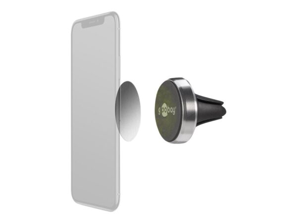 Goobay | Magnetic mount Metal Slim Design for smartphones (35mm) | 38685 | Black/Silver | Magnetic holder is suitable for almost every smartphone; Quick-Snap assembly technology for quick and easy use; Smart and almost invisible fastening option on the car's ventilation shaft; Is also perfect as a table stand for the smartphone - Image 10