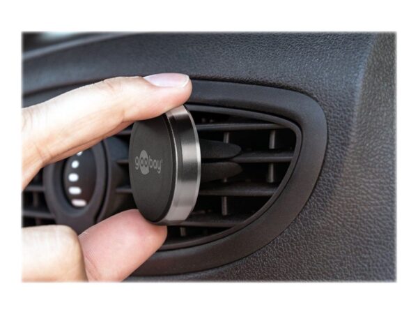 Goobay | Magnetic mount Metal Slim Design for smartphones (35mm) | 38685 | Black/Silver | Magnetic holder is suitable for almost every smartphone; Quick-Snap assembly technology for quick and easy use; Smart and almost invisible fastening option on the car's ventilation shaft; Is also perfect as a table stand for the smartphone - Image 15