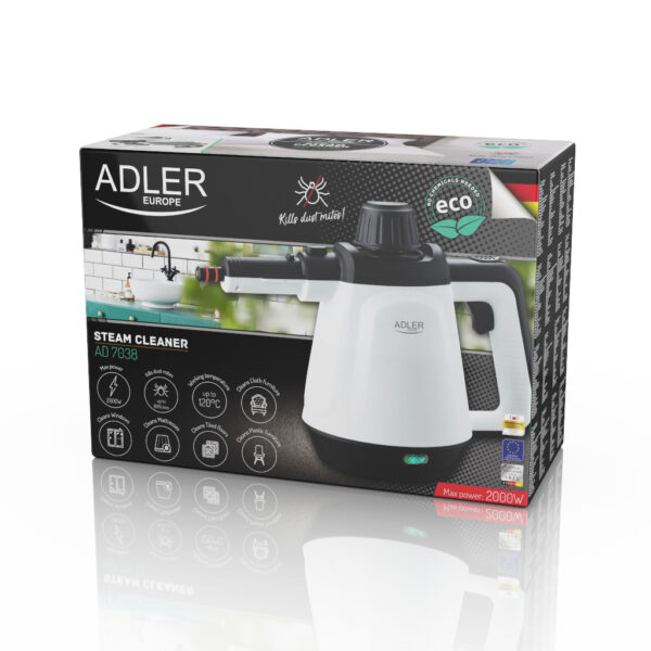 Adler | Steam cleaner | AD 7038 | Power 1200 W | Steam pressure 3.5 bar | Water tank capacity 0.45 L | White/Black - Image 8