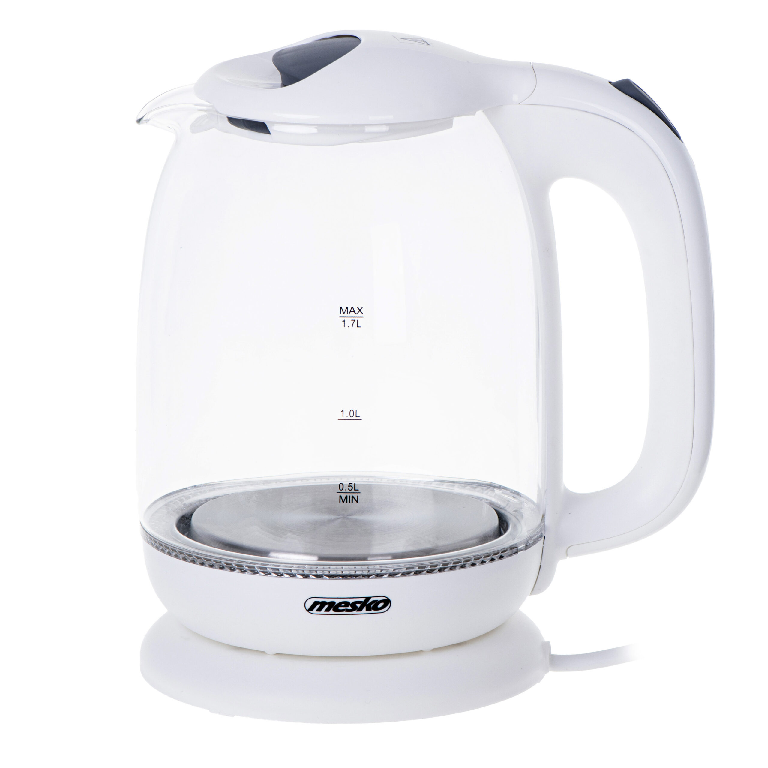 Mesko | Kettle | MS 1302w | Electric | 2200 W | 1.7 L | Glass | 360° rotational base | White - Image 3