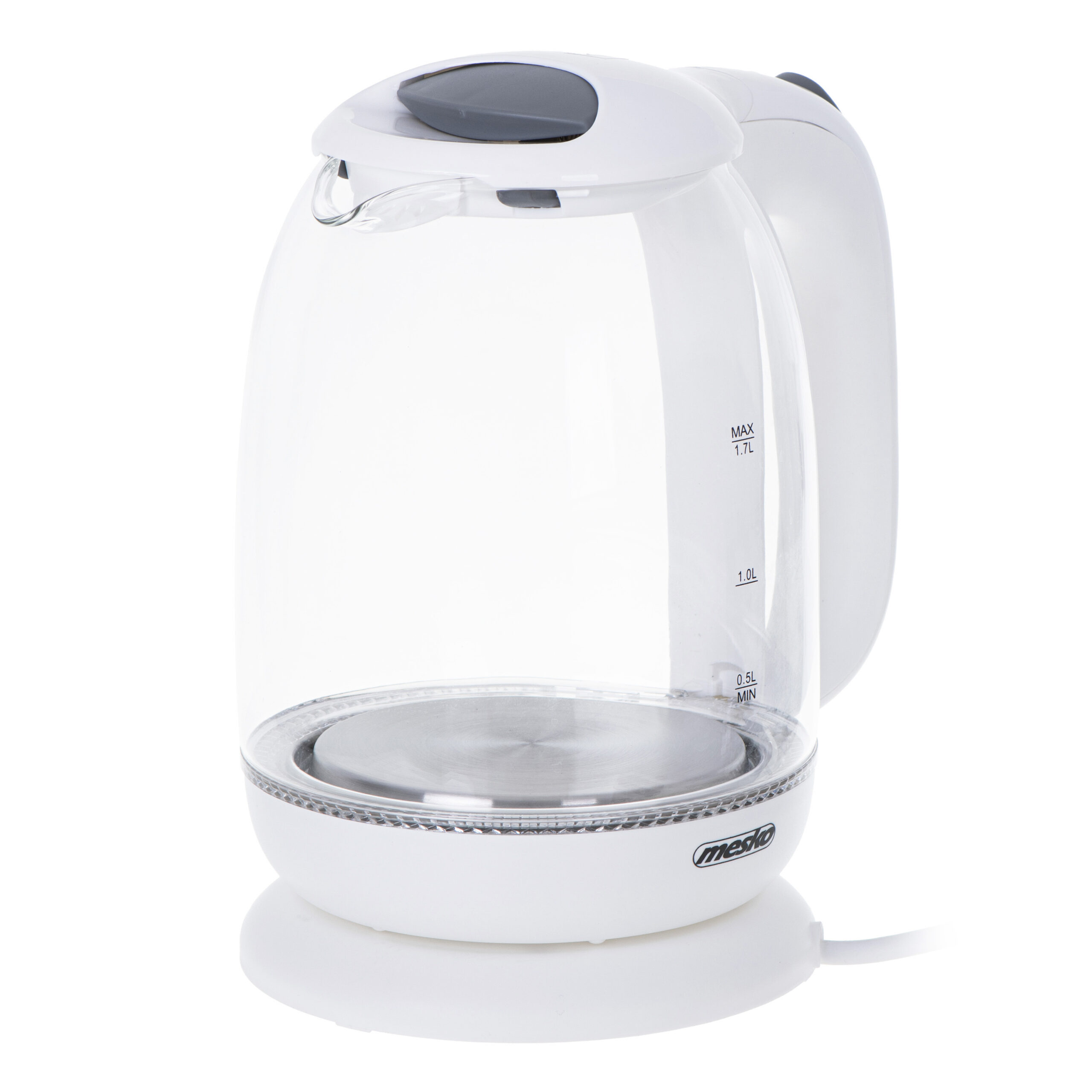 Mesko | Kettle | MS 1302w | Electric | 2200 W | 1.7 L | Glass | 360° rotational base | White - Image 4