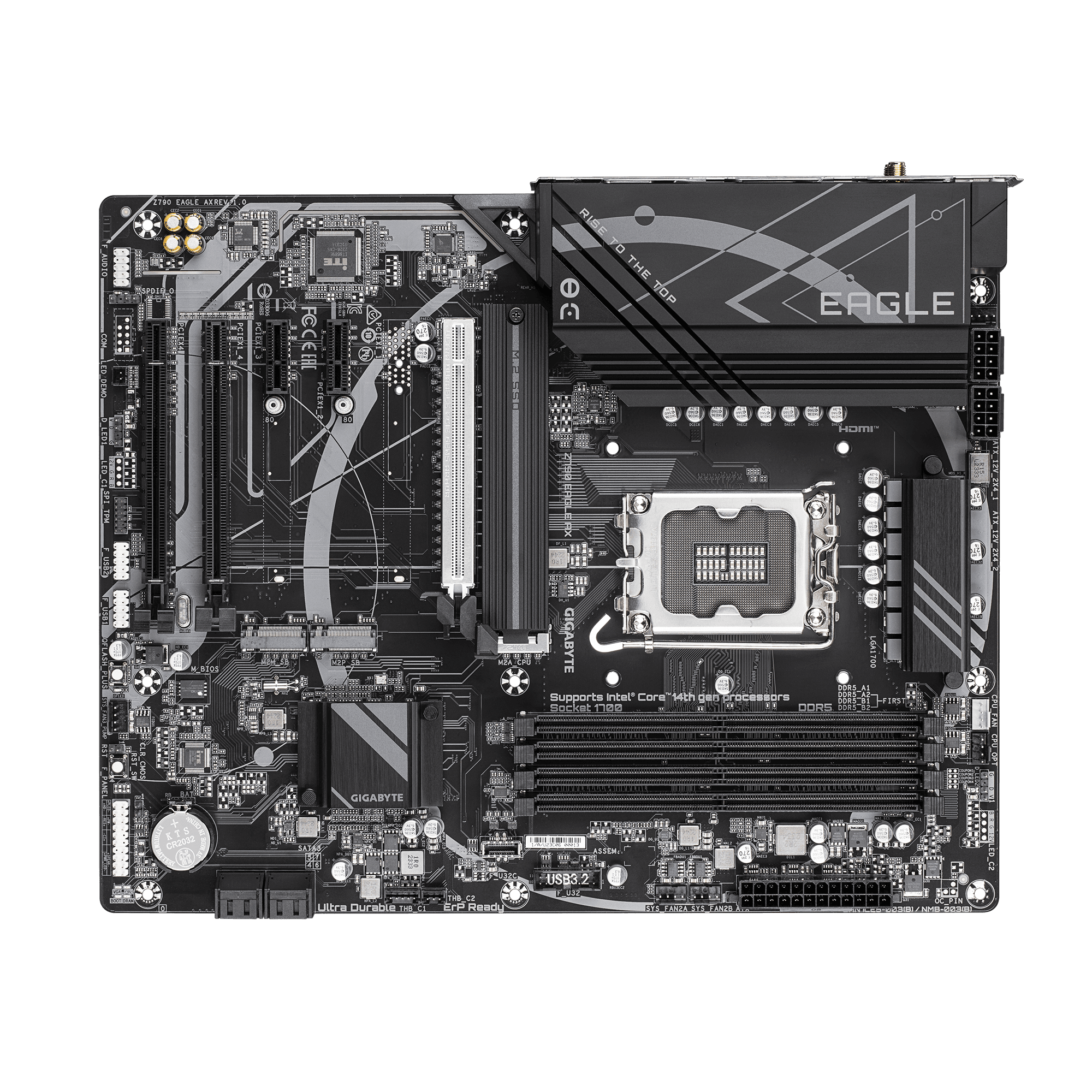 Gigabyte Z790 EAGLE AX | Processor family Intel | Processor socket LGA1700 | DDR5 DIMM | Supported hard disk drive interfaces SATA, M.2 | Number of SATA connectors 4 - Image 3