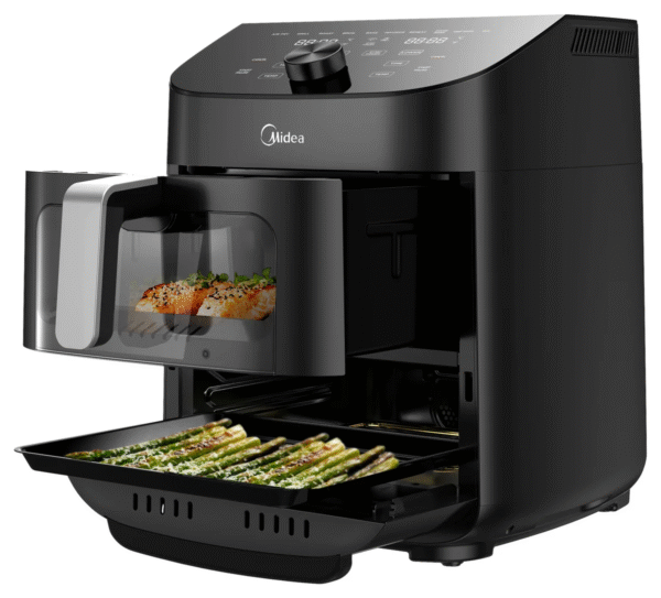 Midea Two Zone Airfryer | MAD1100DADK | Power 1850 W | Capacity 4.4/6.4 L | Rapid Air technology | Black - Image 4