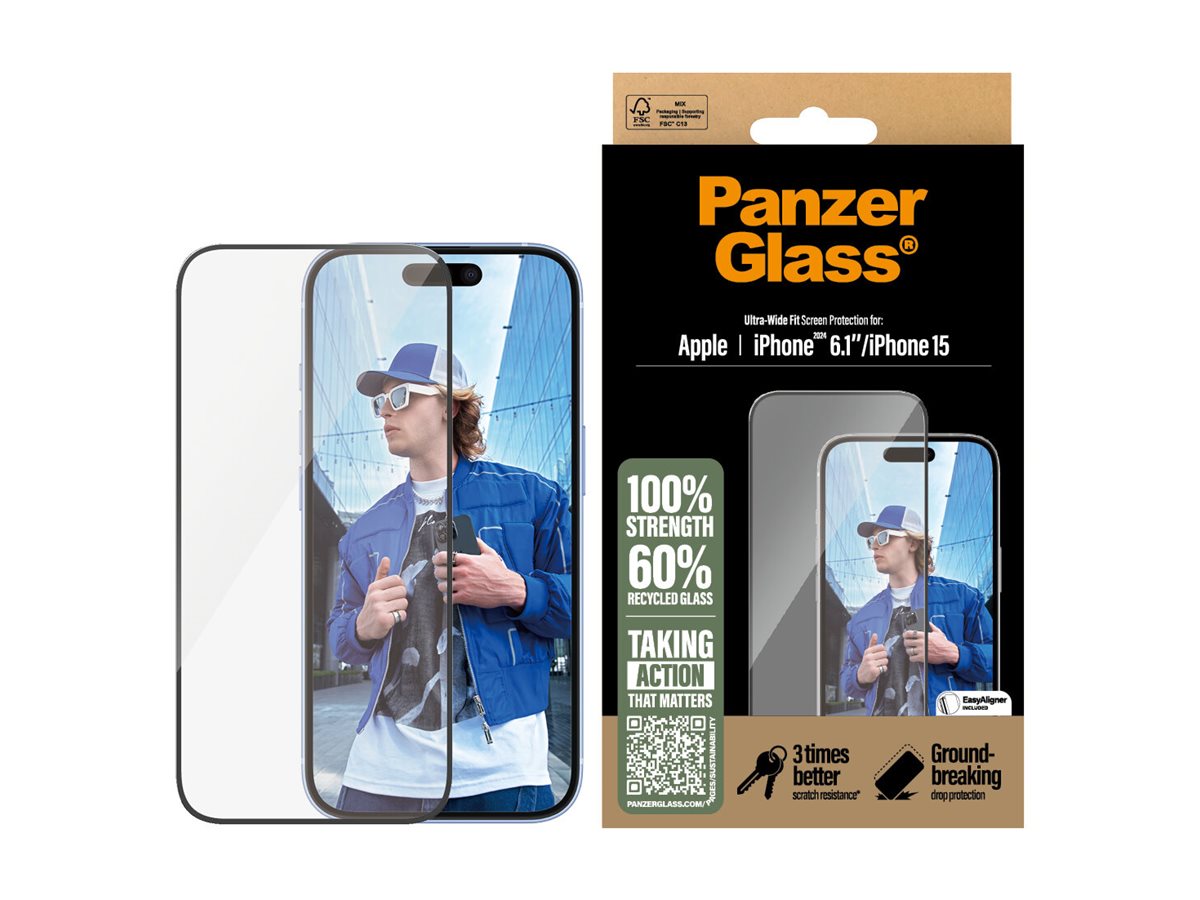 PanzerGlass Screen protector | Apple | iPhone 16/iPhone 15 | Glass | Transparent | Ultra-Wide Fit - Image 4
