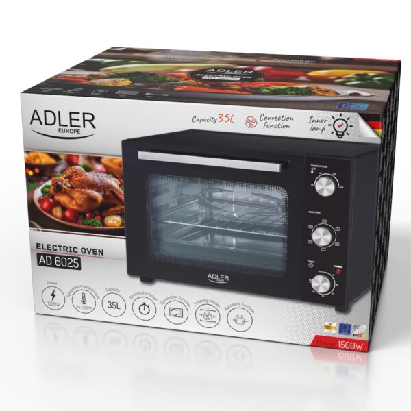 Adler Electric oven | AD 6025 | 35 L | 1500 W | Black - Image 2