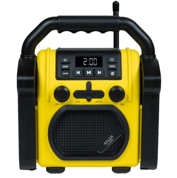 Adler | Construction radio with Bluetooth | AD 1911 | AUX in | Black/Yellow - Image 2