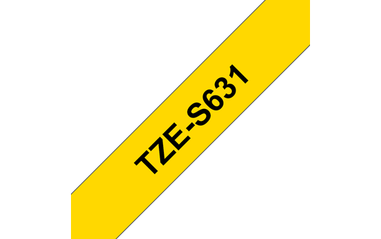 Brother | TZe-S631 Strong Adhesive Laminated Tape | Black on Yellow | TZe | 8 m | 1.2 cm