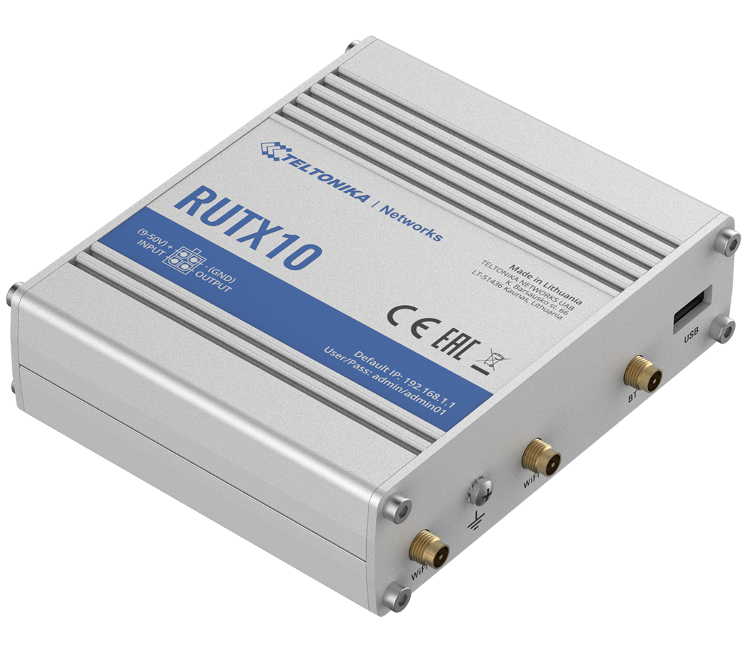 Industrial Router | RUTX10 | 802.11ac | 867 Mbit/s | 10/100/1000 Mbit/s | Ethernet LAN (RJ-45) ports 4 | Mesh Support No | MU-MiMO No | No mobile broadband | 1 | 24 month(s) - Image 3