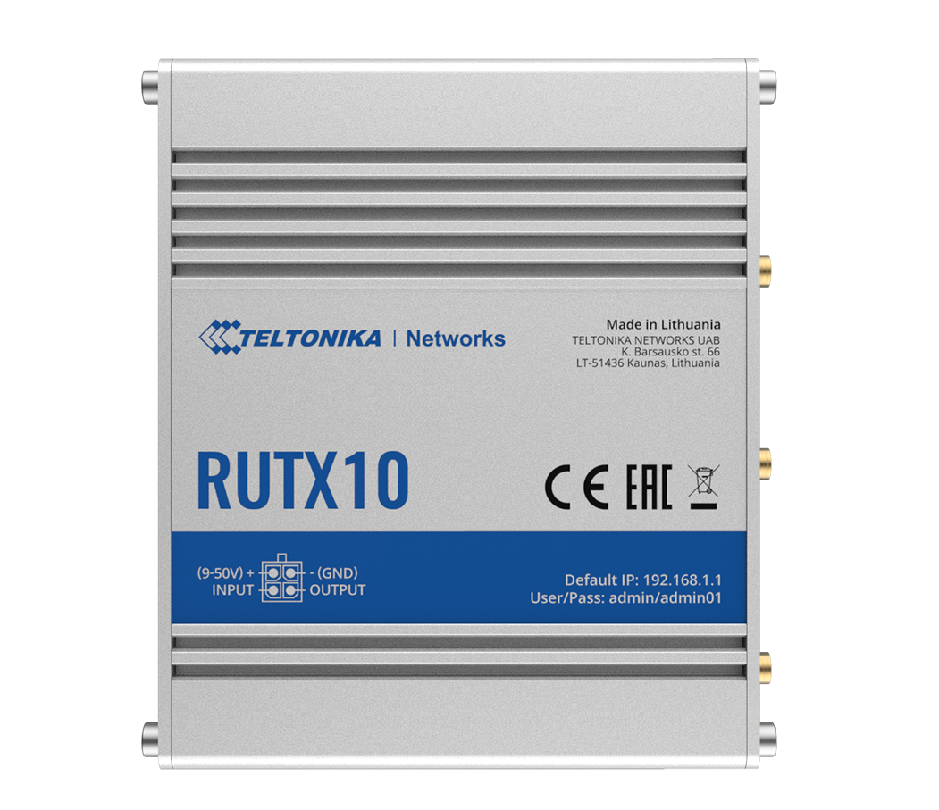 Industrial Router | RUTX10 | 802.11ac | 867 Mbit/s | 10/100/1000 Mbit/s | Ethernet LAN (RJ-45) ports 4 | Mesh Support No | MU-MiMO No | No mobile broadband | 1 | 24 month(s) - Image 4