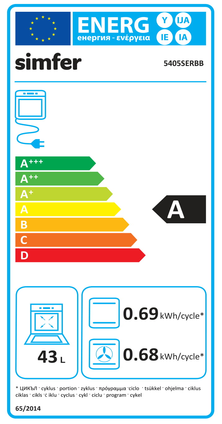 Simfer | Cooker | 5405SERBB | Hob type Gas | Oven type Electric | White | Width 50 cm | Electronic ignition | Depth 60 cm | 43 L - Image 7