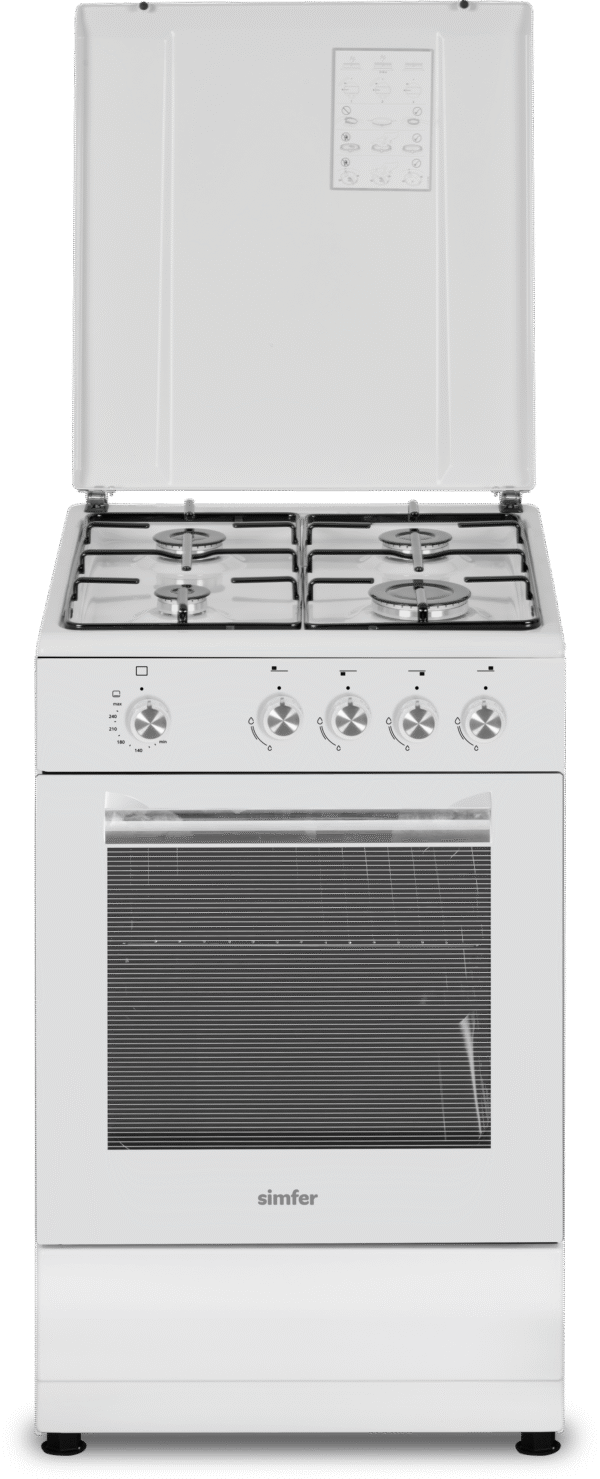 Simfer | Cooker | 4401SGRBB | Hob type Gas | Oven type Gas | White | Width 50 cm | Depth 55 cm | 49 L