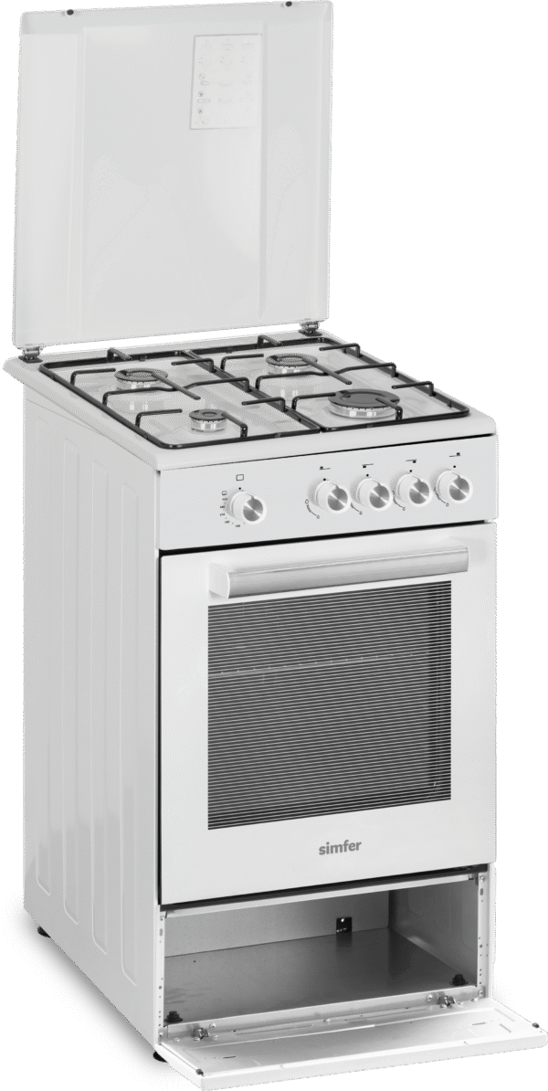 Simfer | Cooker | 4401SGRBB | Hob type Gas | Oven type Gas | White | Width 50 cm | Depth 55 cm | 49 L - Image 6