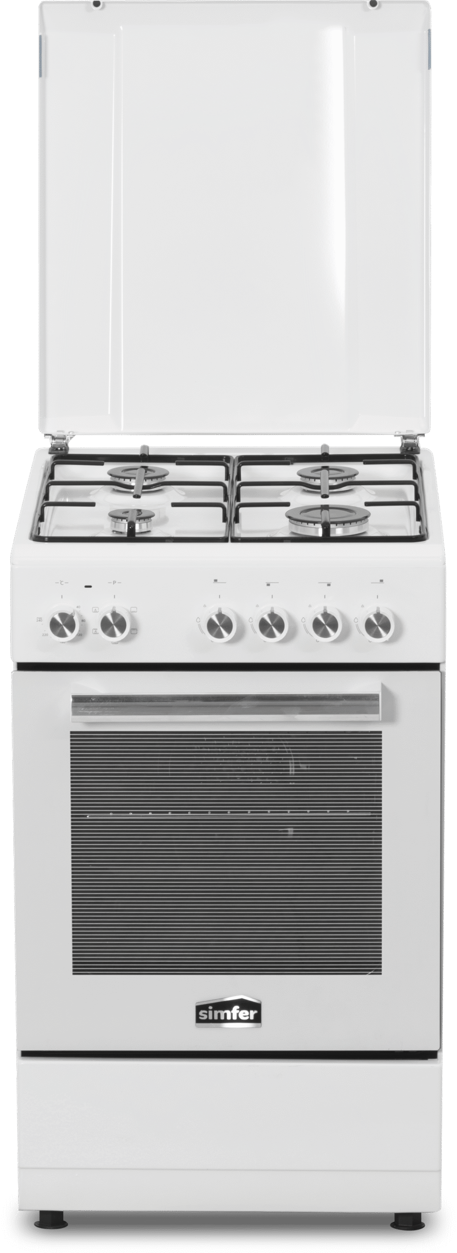 Simfer | Cooker | 5405SERBB | Hob type Gas | Oven type Electric | White | Width 50 cm | Electronic ignition | Depth 60 cm | 43 L