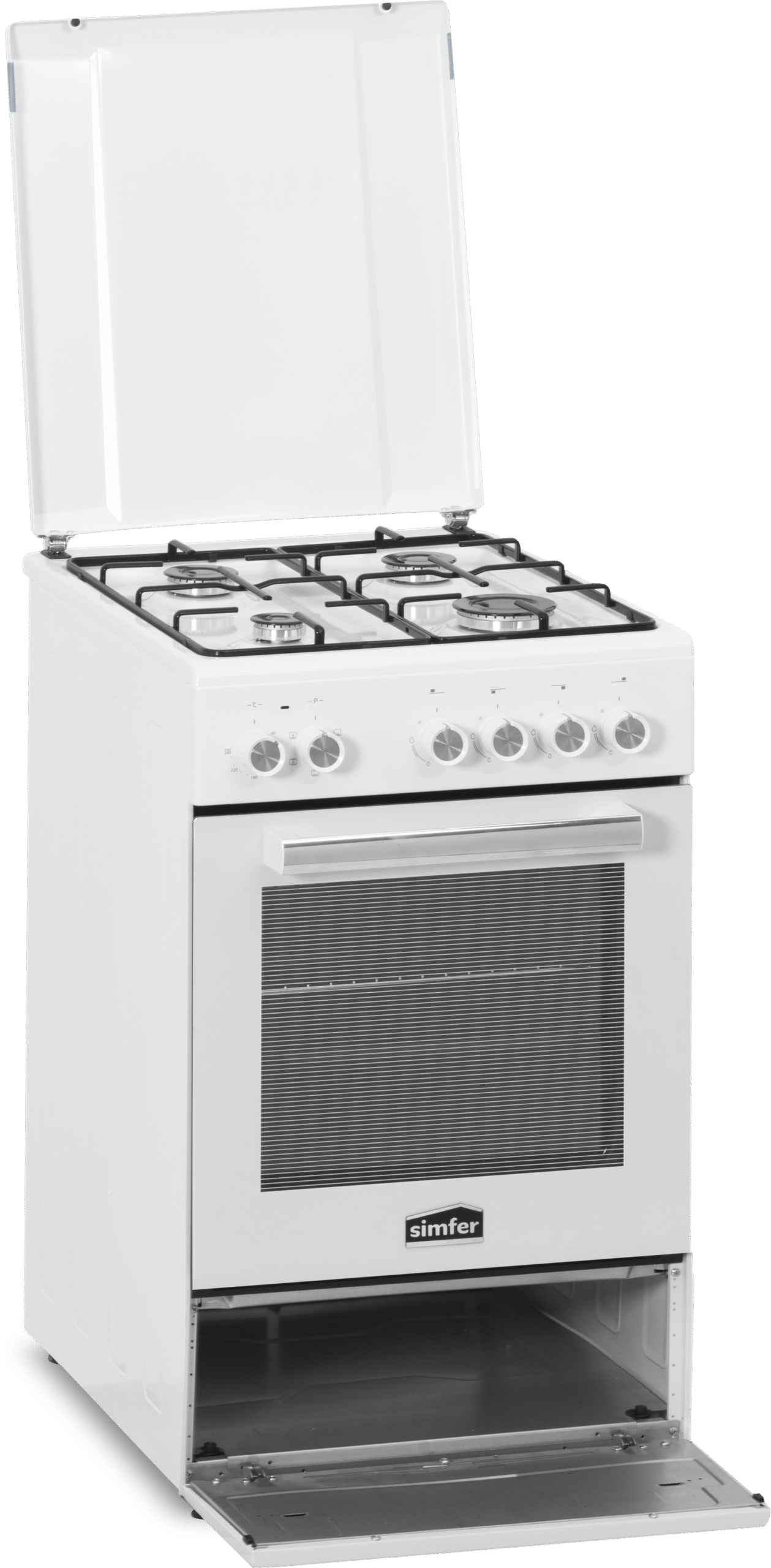 Simfer | Cooker | 5405SERBB | Hob type Gas | Oven type Electric | White | Width 50 cm | Electronic ignition | Depth 60 cm | 43 L - Image 3