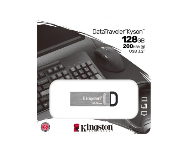 Kingston | USB Flash Drive | DataTraveler Kyson | 128 GB | USB 3.2 Gen 1 | Black/Grey - Image 5
