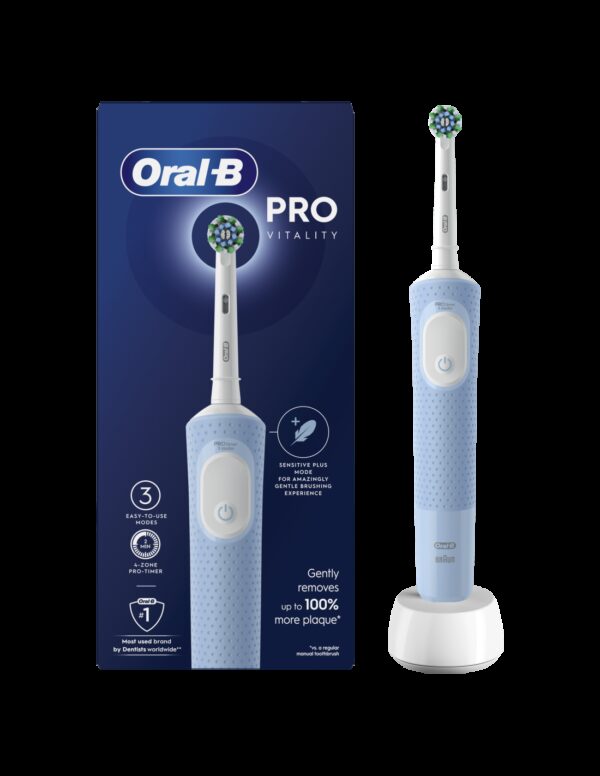 Oral-B | Electric Toothbrush | Vitality Pro | Rechargeable | For adults | Number of brush heads included 1 | Number of teeth brushing modes 3 | Blue - Image 2