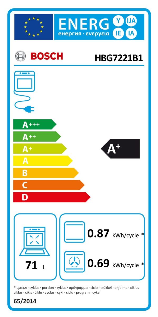 Bosch | Oven | HBG7221B1 | 71 L | Electric | Hydrolytic | Touch | Height 59.5 cm | Width 59.4 cm | Black - Image 9