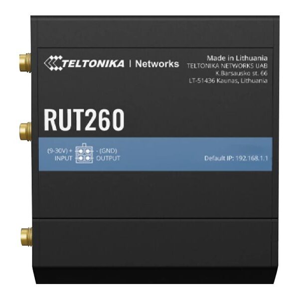 LTE Cat 6 Router | RUT260 | 802.11n | 10/100 Mbit/s | Ethernet LAN (RJ-45) ports 2 | Mesh Support No | MU-MiMO No | 4G