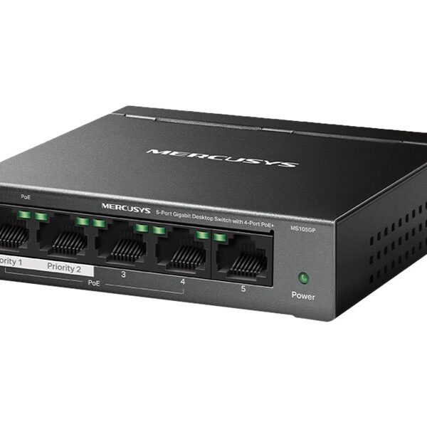 Mercusys 5-Port Gigabit Desktop Switch with 4-Port PoE+ | Mercusys