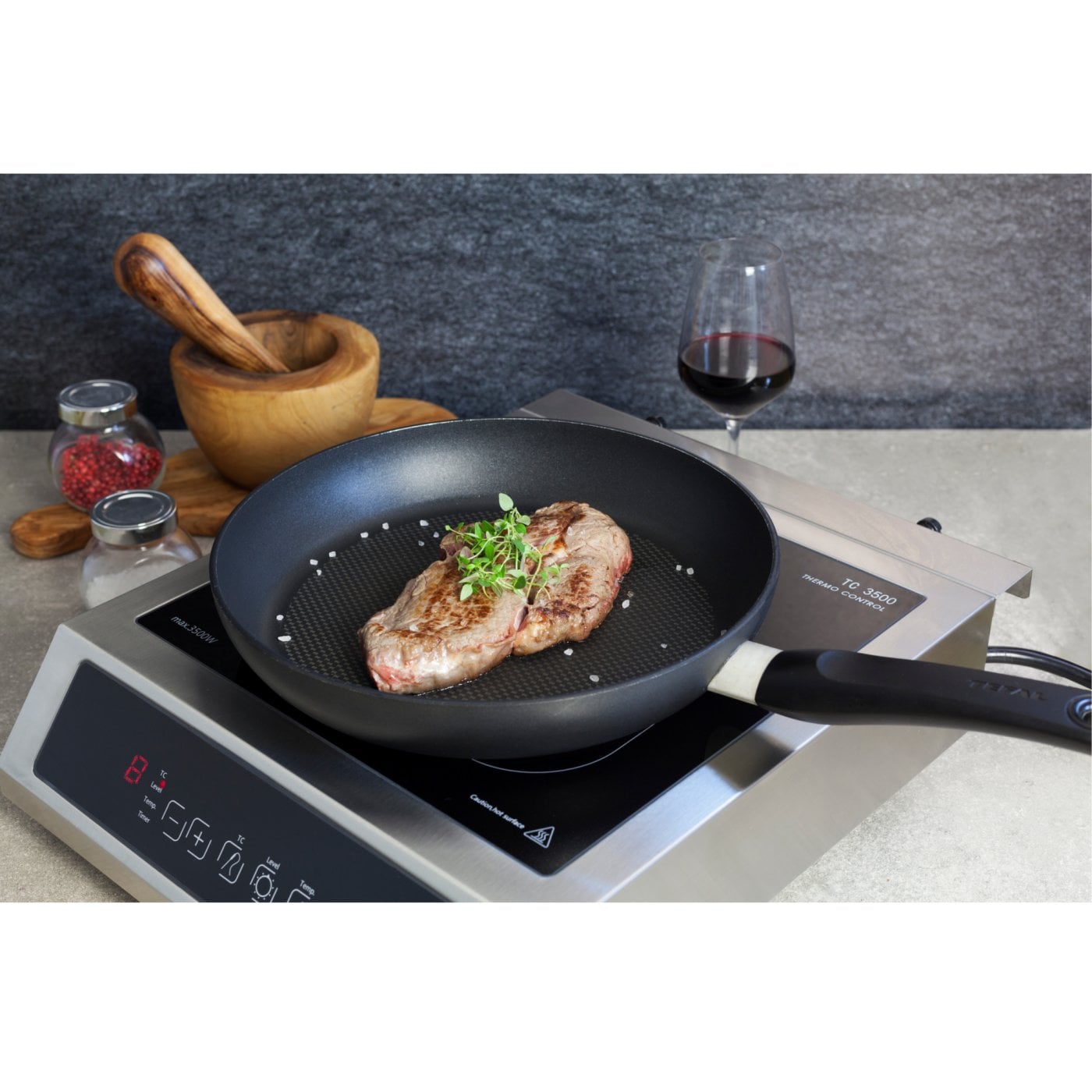 Caso | Thermo Control Hob | TC 3500 | Number of burners/cooking zones 1 | Touch control | Black/Stainless steel | Induction - Image 3