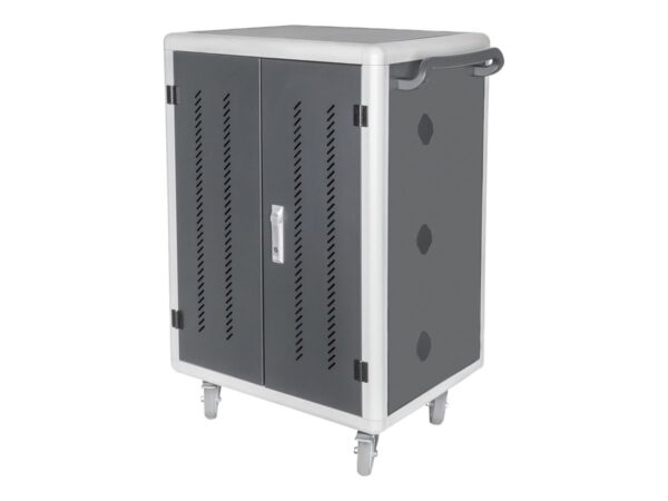 Digitus | Black | Charging Trolley 30 Notebooks / Tablets up to 15.6" | Pressure lock system with swiveling lever handle on the front and back door, lockable; Safety plug socket with switch on the side - Image 2