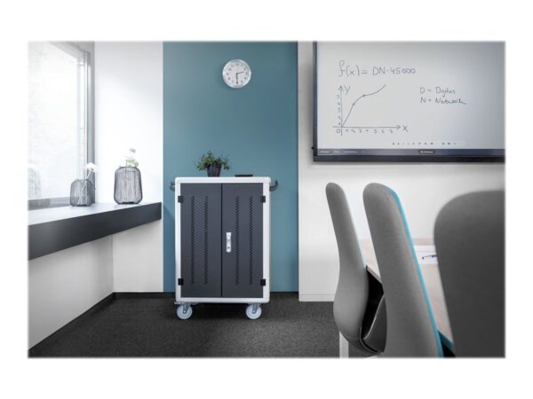 Digitus | Black | Charging Trolley 30 Notebooks / Tablets up to 15.6" | Pressure lock system with swiveling lever handle on the front and back door, lockable; Safety plug socket with switch on the side - Image 22