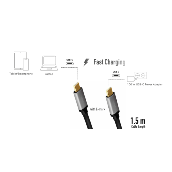 Logilink | USB 2.0 Type-C | C/M to C/M, PD3, alu | CUA0106 USB 2.0 Type-C cable | USB-C (male) | USB-C (male) - Image 5