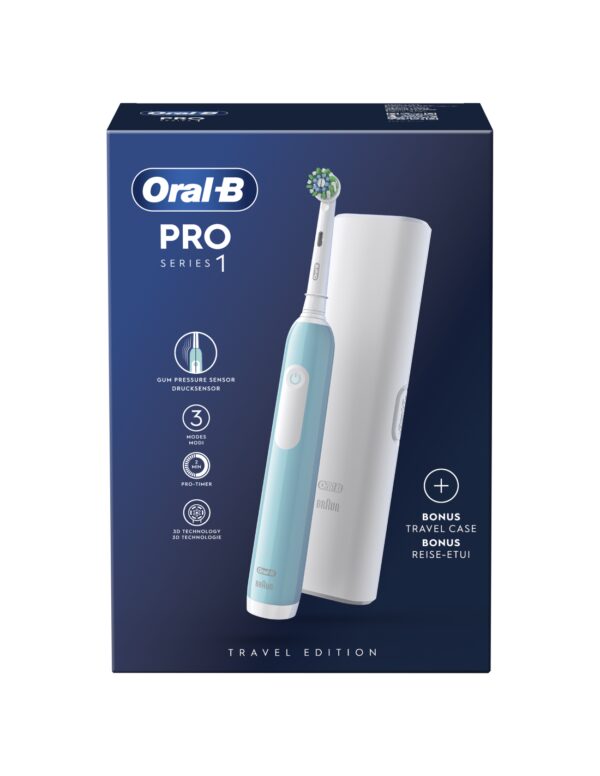 Oral-B | Electric Toothbrush with Travel Case | Pro Series 1 | Rechargeable | For adults | Number of brush heads included 1 | Number of teeth brushing modes 3 | Caribbean Blue - Image 3